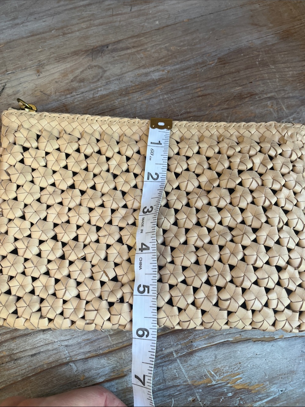 🤍 Madewell The Leather Pouch Clutch Crochet Edition Marzipan - Picture 9 of 10